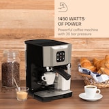 thumbnail of BellaVita Kaffeemaschine 3-in-1 1450 W 20 Bar Milchschäumer Silber-Metallic