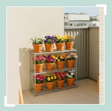 thumbnail of Relaxdays Blumenregal, HxBxT: 174 x 91 x 28 cm, 6 Ablagen, Stecksystem, Metall & Kunststoff, Gewächshaus Regal, grau