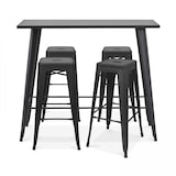 thumbnail of Table haute de jardin et 4 tabourets en métal noir mat - Oviala