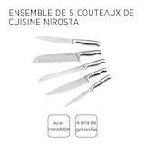 thumbnail of Juego de cuchillos de cocina profesionales de acero inoxidable Nirosta Star de 5 piezas (24-33,5 cm)