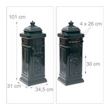 thumbnail of Relaxdays Standbriefkasten Antik, britisches Design, rostfreies Aluminium, HBT: 101x34,5x31 cm, Säulenbriefkasten, grün