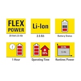 thumbnail of TROTEC Zusatz-Akku Flexpower 20V 2,0 Ah Ersatzakku Kombi Akku PGSS | PWLS | PAGS | PIWS uvm.