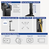 thumbnail of ACT AC8332 Gasveer Monitor bureausteun | 2 schermen tot 27” | VESA | Kantelen - Roteren - Zwenken | Hoogte Verstelbaar | Ergonomisch