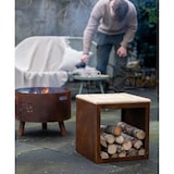 thumbnail of Panca portalegna artigianale RedFire Tyr – acciaio – Ø41 cm, altezza 43 cm – ruggine