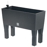 thumbnail of Polyrattan-Blumenbank mit Bewässerung 80cm Pflanzkasten Blumenkasten Pflanztrog