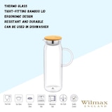 thumbnail of Wilmax Borosilikat Glas Krug mit Bambusdeckel, 1500ml
