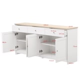 thumbnail of Sideboard Buffetschrank Landhausstil 160x37x75 cm, Weiß + Holzfarbe, mit Schubladen, Türen, verstellbaren Regalen, Küchen- und Wohnzimmerschrank