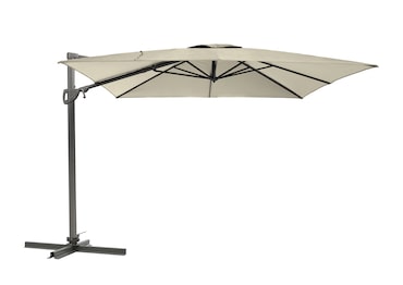 METRO PROFESSIONAL Guarda-sol suspenso quadrado, alumínio/aço, 3 x 3 m, repelente de água, bege/cinzento