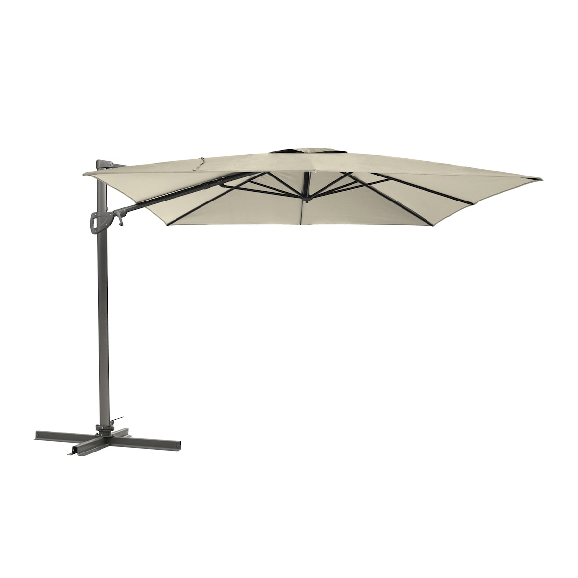 METRO PROFESSIONAL Sombrilla cuadrada colgante, aluminio/acero, 3 x 3 m, repelente al agua, beige/gris