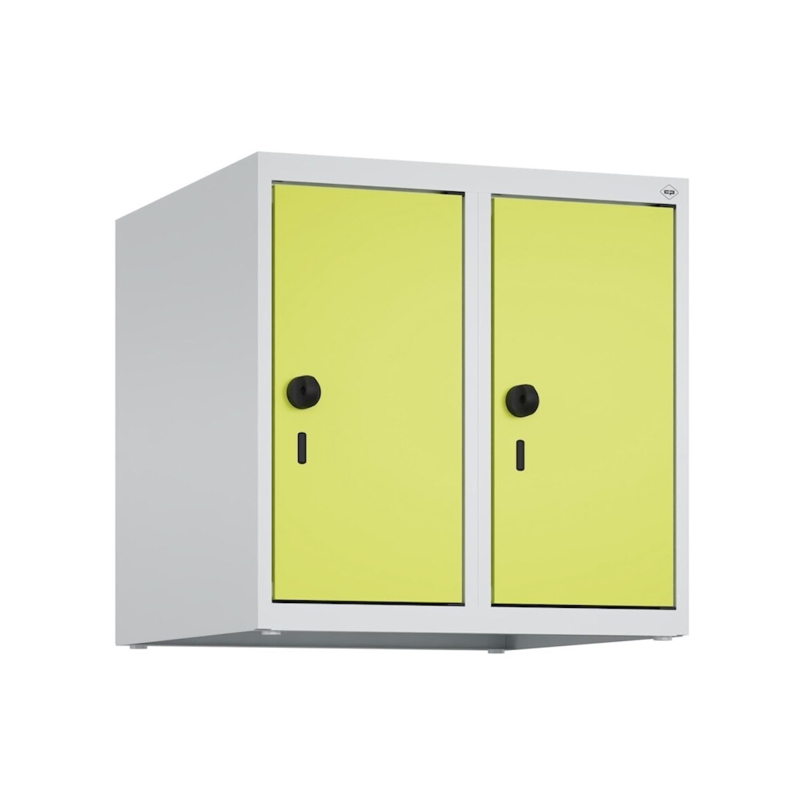 C+P Aufsatzschrank Classic PLUS, 2 Abteile, HxBxT 50x50x50cm, Sicherheitsdrehriegel, Hellgrau/Clowngrün von PROREGAL
