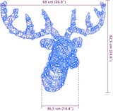 thumbnail of vidaXL Rentierkopf mit 140 LEDs Blau 60 cm Acryl