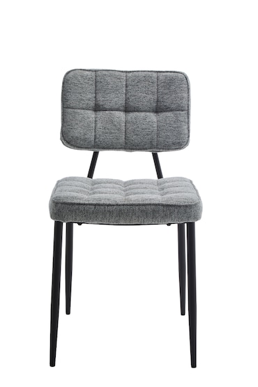 Mobiliara - Chaise Pauline tissu polyester gris - Lot de 2