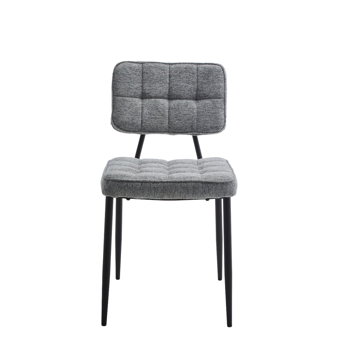 Mobiliara - Chaise Pauline tissu polyester gris - Lot de 2