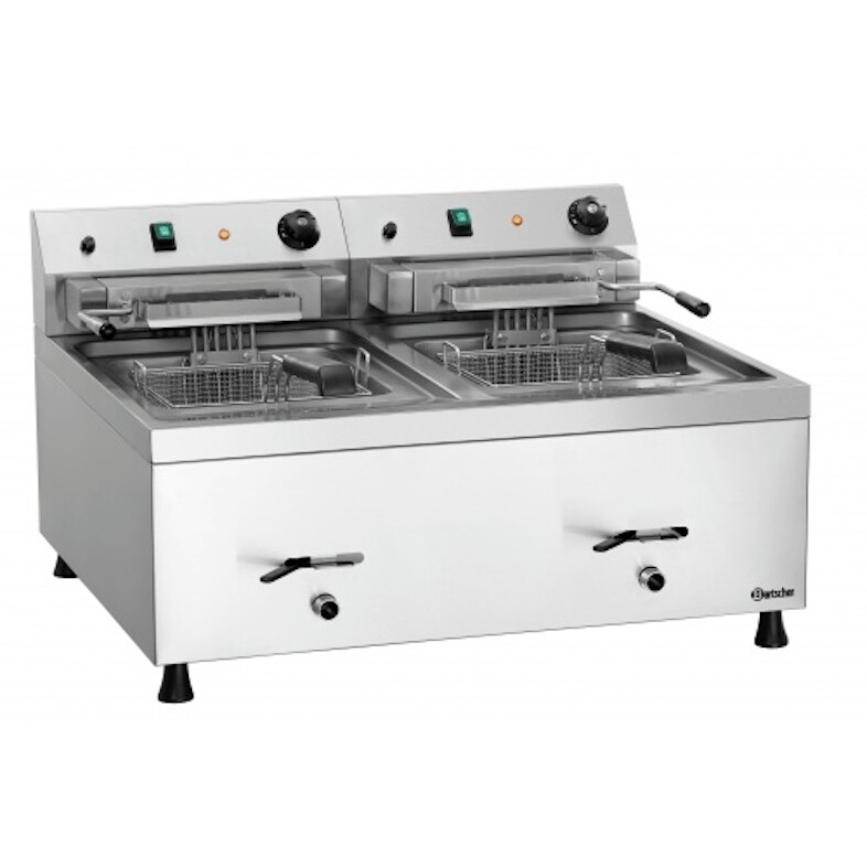 Friteuse inox électrique double 2 x 12 Litres PRO, 18 000 W, 400 V - TRI