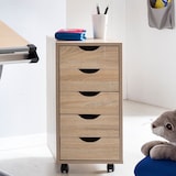 thumbnail of Rollcontainer 33 x 64 x 38 cm MDF-Holz 5 Schubladen sonoma, Moderner Schubladencontainer mit Rollen, Standcontainer
