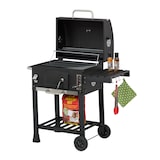 thumbnail of Relaxdays Holzkohlegrill Grillwagen, mit Deckel, BBQ-Grill mit Rädern, höhenverstellbar, Gartengrill XXL, schwarz/silber