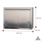 thumbnail of Romux® Armário de Parede em Aço Inoxidável com Portas de Correr 1400x400x600 mm Desmontável | Móvel de Parede Suspenso | Armário Suspenso Cozinha