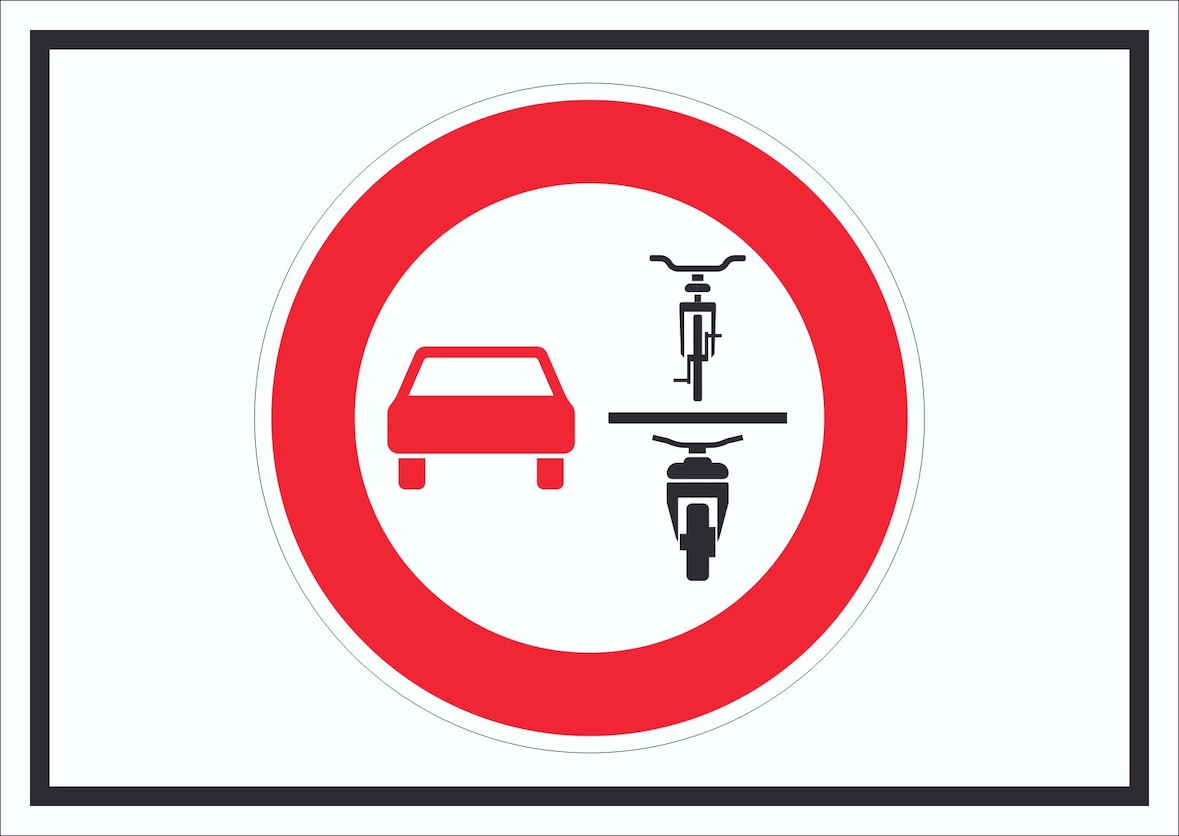 Überholverbot von einspurigen KFZ Symbol Schild A4 Rückseite selbstklebend