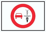 thumbnail of Überholverbot von einspurigen KFZ Symbol Schild A4 Rückseite selbstklebend