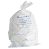 thumbnail of Wäschebeutel Classic einweg 54x38 cm Weiss mit blauem Aufdruck 100 Stück