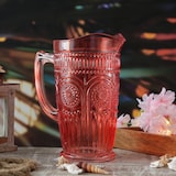 thumbnail of Krug Vintage Boho Blumenmuster Karaffe Tee Saft Kanne Glas 1,4l rot