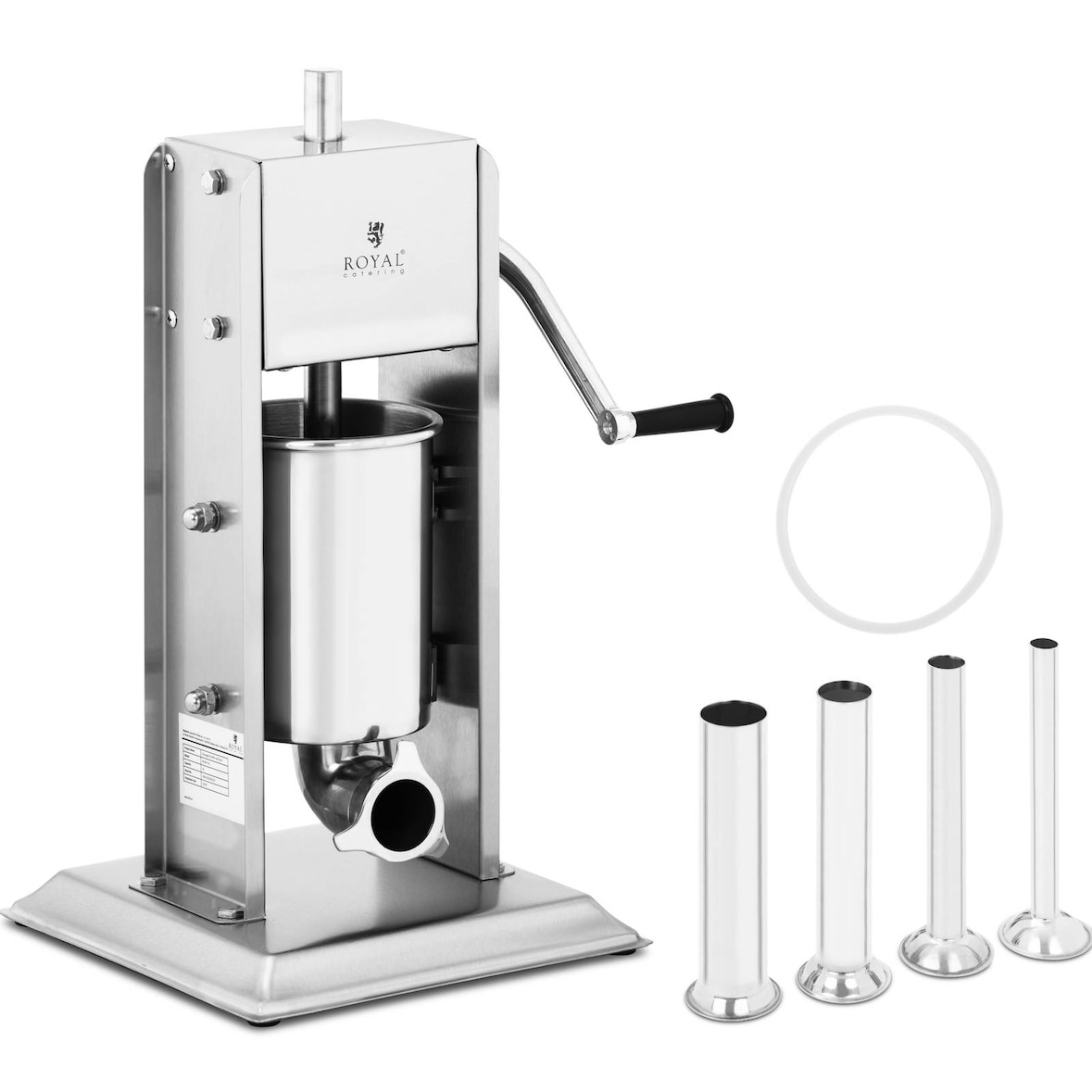 Royal Catering - Royal Catering Poussoir À Saucisse Machine A Viande Manuel Vertical Bourreuse Embosseuse Charcuterie Main RCWV-3L (Volume 3 l,