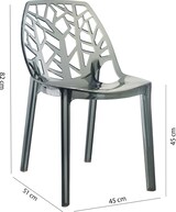 thumbnail of Set aus 2 Stühlen aus Polycarbonat, ergonomische Sitzfläche, stapelbar, modernes Design für Küche, Esszimmer, Bar, Restaurant – Zelda – Rauchgrau