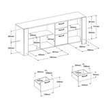 thumbnail of Buffet Loft - Decor Chene Artisan Et Melamine Gris Ombre - 3 Portes Et 3 Tiroirs - L 220 X P 52 X H 86.5 Cm - Parisot