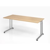 thumbnail of PROREGAL Schreibtisch Nilo | Eiche | Silber Gestell | BxT 180x80cm | Arbeitshöhe 68-82cm | höhenjustierbar, 1cm Raster | C-Fuß-Gestell | Bürotisch