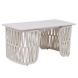 thumbnail of Loungetisch HWC-P90, Gartentisch Balkontisch Outdoor, Seilgeflecht Rope Sinterstein 43x90x45cm ~ creme, Platte creme