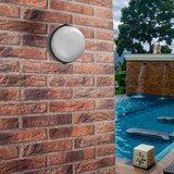 thumbnail of GLOUPIE Plafoniera Da Esterno Tonda A Parete Livigno, IP44 60 W, D. 19 x H 9,2 Cm, Corpo In Alluminio Nero E Calotta In Vetro