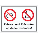 thumbnail of Schild Fahrrad und E-Scooter abstellen verboten A5 (148x210mm)