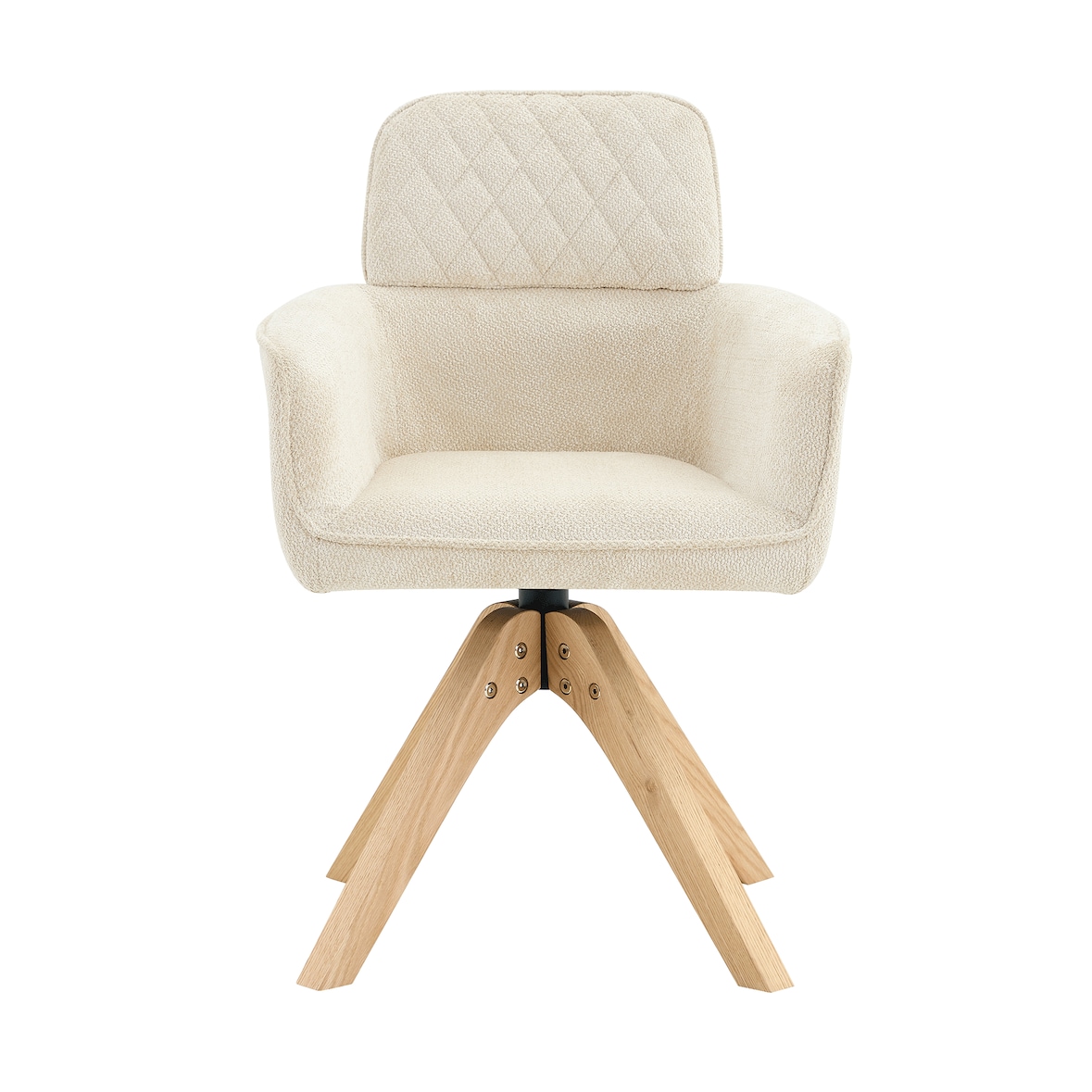 Drehbarer Esszimmerstuhl Stoff Cremeweiß/Holz 46,5x44x85 cm mit Armlehnen
