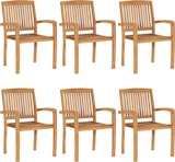 thumbnail of vidaXL Stapelbare Gartenstühle mit Kissen 6 Stk. Massivholz Teak