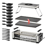 thumbnail of Unold 48785 RACLETTE Smokeless Rauchfreier Raclette-Grill für 8 Personen mit Dunstabzugshaube, wendbarer Antihaft-Grillplatte, Edelstahl/Aluminium