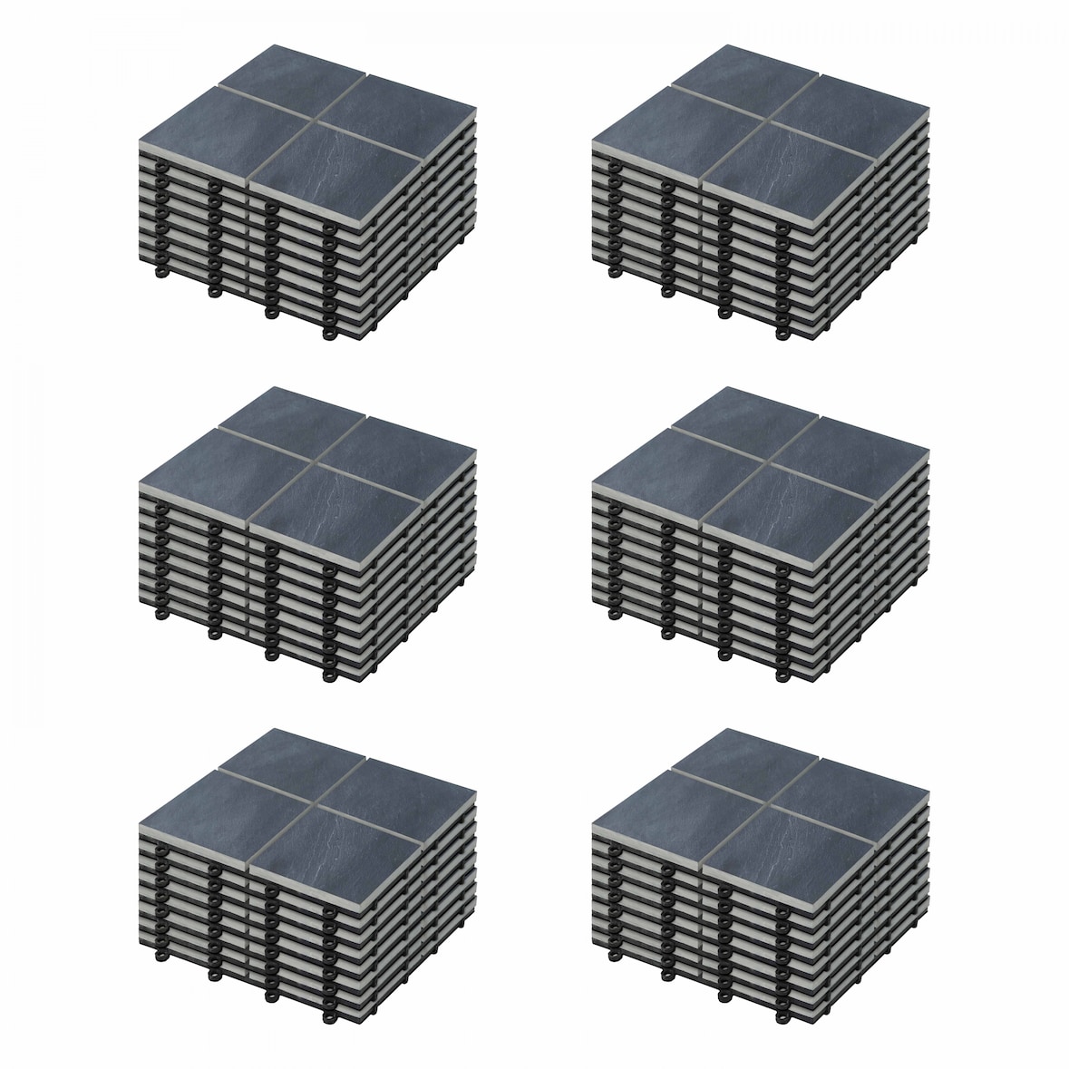 Paquete de 48 baldosas de piedra negra con clip