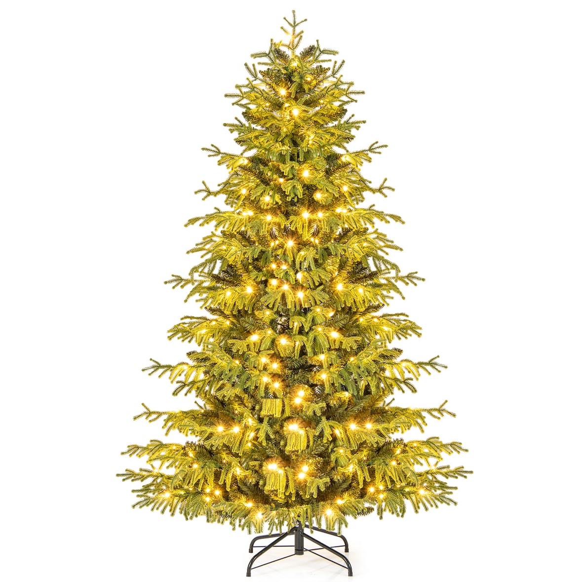 COSTWAY 180 cm künstlicher Weihnachtsbaum mit Beleuchtung, Tanne mit 270 warmweißen LED-Lichtern, grün