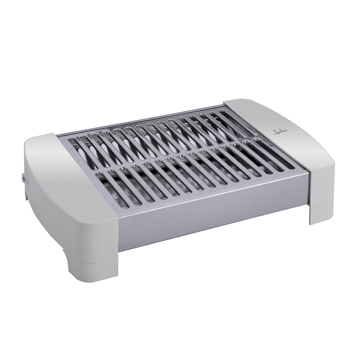 Tostador plano horizontal pequeño JATA JETT0201 con 2 resistencias de cuarzo. Bandeja recogemigas extraíble. 300 W. Fácil almacenaje: 34 x 19 x 7 cm