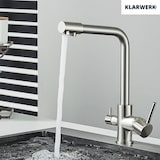 thumbnail of KLARWERK® Felix | 4-Wege Niederdruck Filter Armatur Edelstahl Silber | 4 Anschlüsse 3-Wege Wasserhahn Boiler Küche | Osmose Mischbatterie NSF geprüft