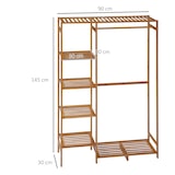 thumbnail of HOMCOM perchero de pie de bambú perchero para ropa con estante de almacenamiento de 6 niveles y varilla colgante para salón dormitorio 90x30x145 cm