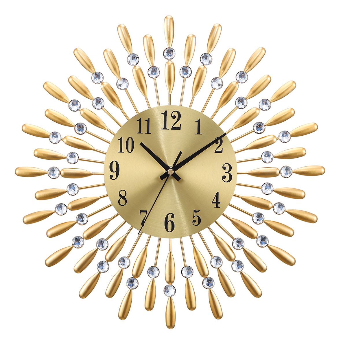 Home Nature Wohnkonzept Hotel Wanduhr Gold Vintage Strass Metall Design leise Uhr 37,5 cm Wohnzimmer Schlafzimmer