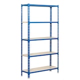 thumbnail of SimonRack Metallregal, 2000x1000x300 mm, 5 Ebenen, Metallboden, 180 kg Biegepunkt, Blau/Weiss - Simonclick