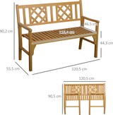 thumbnail of Outsunny Banco de Jardín Plegable de Madera Banco de 2 Plazas Exterior 120,5x55,5x90,2 cm con Asiento de Listones y Reposabrazos para Terraza Balcón