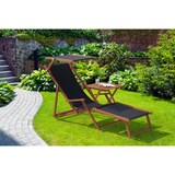 thumbnail of Liegestuhl schwarz Sonnenliege Kissen Gartenliege Holz Deckchair Strandstuhl Gartenmöbel 10-305KD