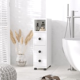 thumbnail of kleankin Armario de Baño Mueble Auxiliar para Baño Espacio Reducido con Ruedas Estantes Abiertos Armario Cajón 18x30x68,5 cm Blanco