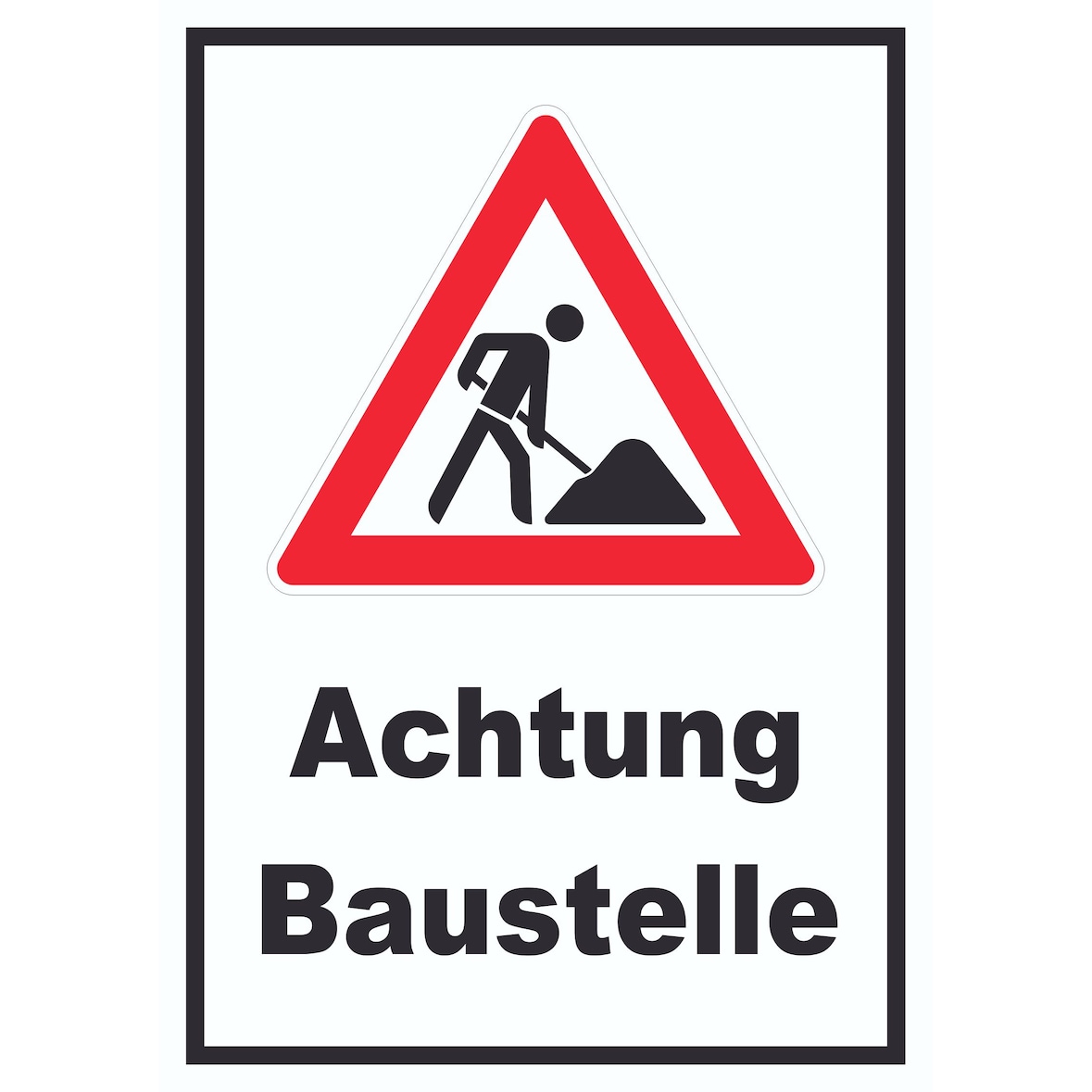 Achtung Baustelle Schild Arbeitsstelle A0 Rückseite selbstklebend