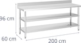 thumbnail of Royal Catering Mesa de acero inoxidable - ECO - 200 x 60 cm - 500 kg - estante intermedio -
