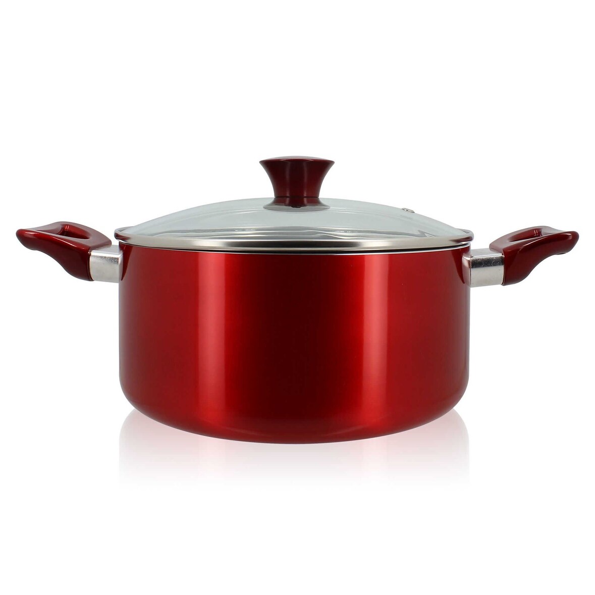 Menastyl - Faitout 24 cm avec couvercle verre cerise induction