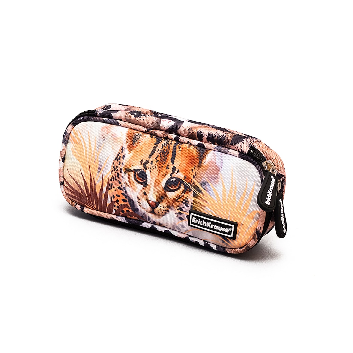 1 Federmäppchen Leopard 21x9x5cm Beige Schwarz Schulsachen Federtasche für Stifte Füller Spitzer Radiergummi Lineal Mäppchen Stifttasche