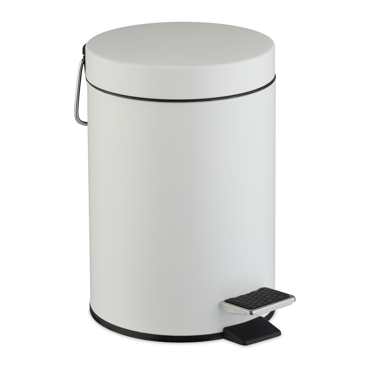 Relaxdays Kosmetikeimer, 3 Liter, entnehmbarer Inneneimer, Metall, Badezimmer & Gäste WC, Mülleimer mit Deckel, weiß